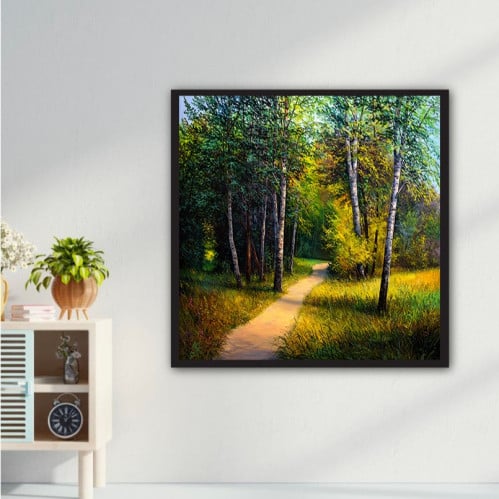 المناظر الطبيعية في الصباح مع الأشجار