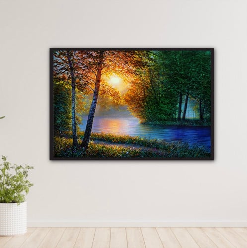 لوحات فنية جداريةغروب الشمس في الغابة
