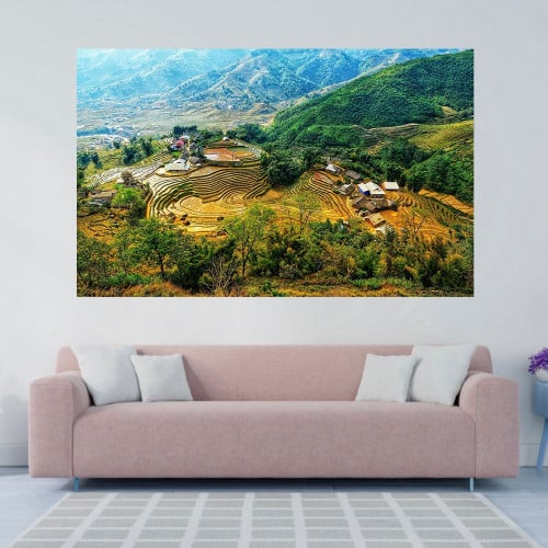 لوحات فنية جدارية المناظر الطبيعية  مزارع الارز