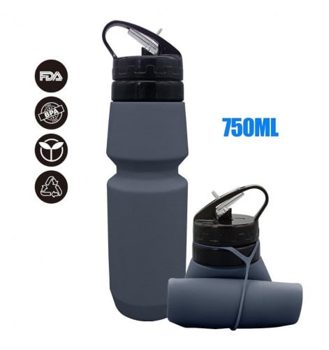 قارورة الماء القابلة للطي سعة 750 مل مانعة للتسرب للدرجات الهوائية والرحالة