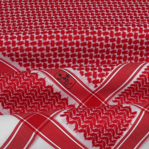 شماغ العجلان الذهبي رجالي أحمر غامق 4 ختم اسود