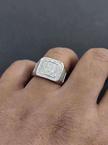 خاتم رجالي فضة احجار موزنايت vvs