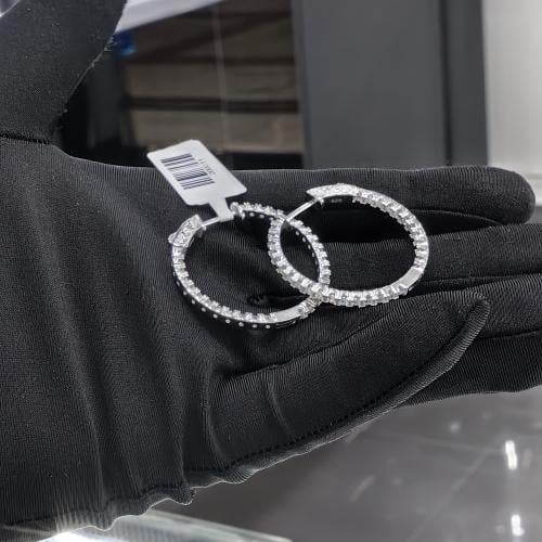 حلق فضة دائري احجار موزنايت vvs