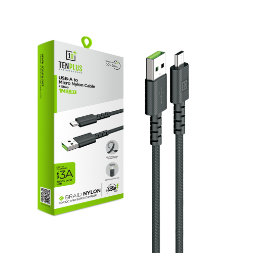 كيبل شحن مايكرو USB قماش مقاوم للقطع بطول 1 متر من...