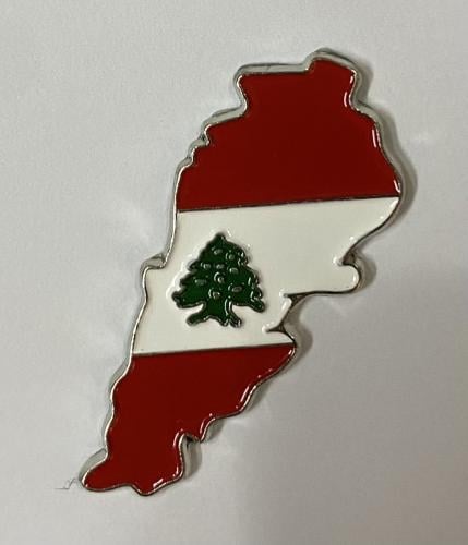 ستيكر معدني خريطة لبنان والعلم