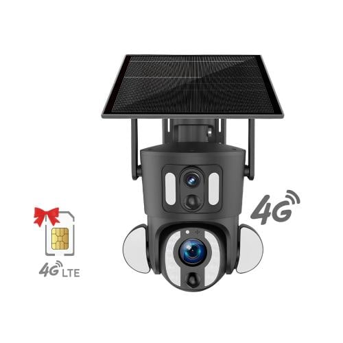 كاميرا مراقبة طاقة شمسية 4K بشريحة بيانات 4G - عدس...