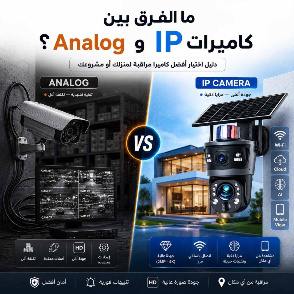 الفرق بين كاميرا مراقبة IP وكاميرا مراقبة Analog
