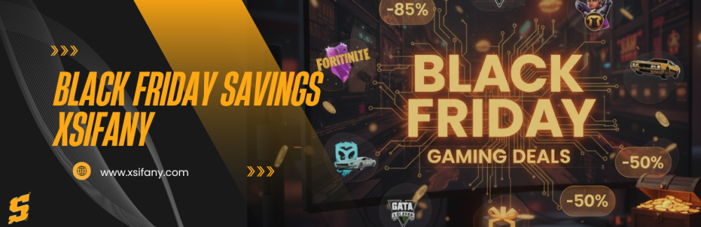 شاشة كمبيوتر تعرض عروض Black Friday لألعاب مثل Fortnite وCall of Duty،