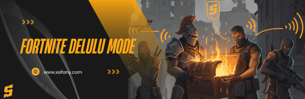 صورة لـ 4 لاعبين من فورتنايت يتعاونون لفتح صندوق كنوز في طور Delulu