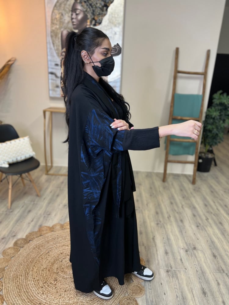 عباية اشجار تطريز كحلي