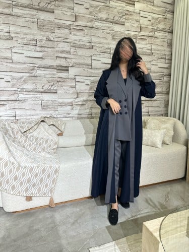 عباية ثلاث قطع كحلي