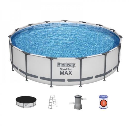 مسبح أطفال دائري مع سلم وفلتر – Bestway Steel Pro MAX مقاس 3.66 متر