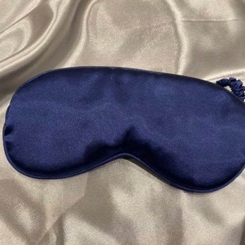 غطاء عيون ستان حرير باللون الكحلي