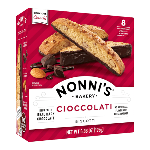 بسكويت إيطالي فاخر Nonni's باللوز والشوكولاته الداكنة