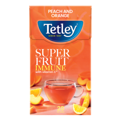 شاي سوبر فروت Tetley بالخوخ والبرتقال