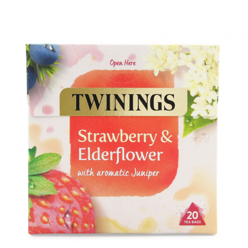 شاي فواكه Twining بالفراولة مع زهرة البيلسان والعرعر