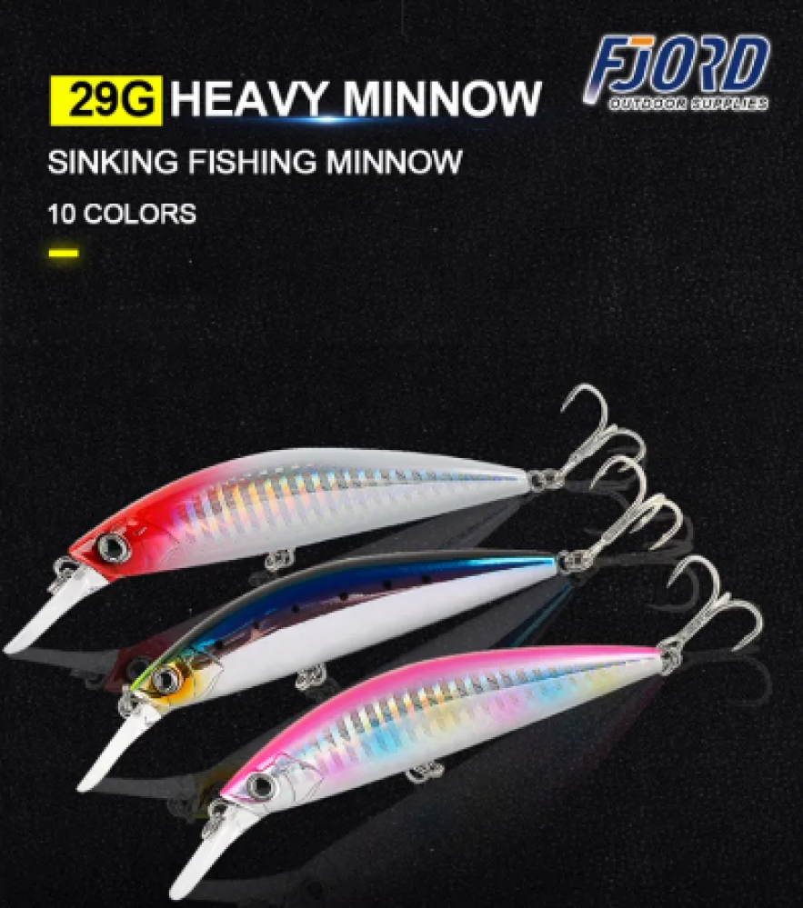 FJORD Luminous 37g 29g 17g Hardcore Sinking Minnow Fishing Lure