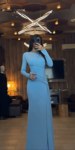 فستان سهرة - سماوي
