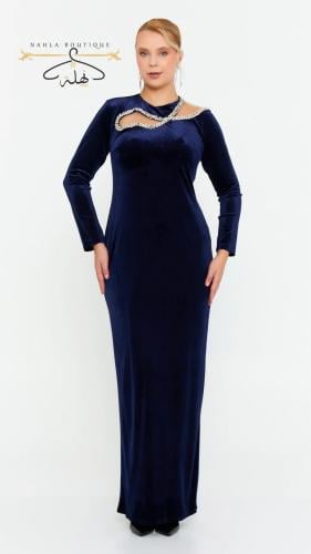 فستان سهرة مخمل - كحلي