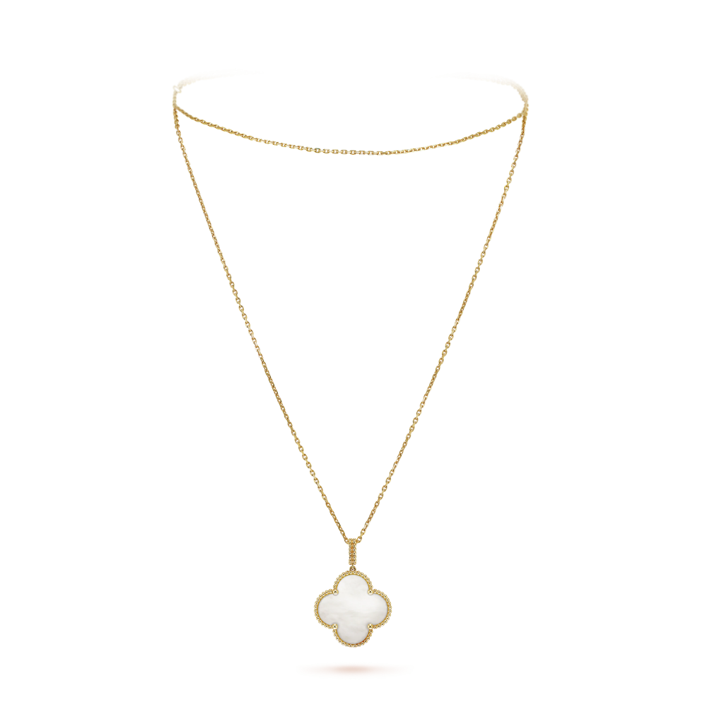 سلسال فان كليف طويل ابيض وردة واحدة