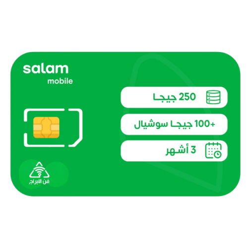 شريحة بيانات سلام 250 جيجا + 100 جيجا بيانات تواصل إجتماعي مسبقة الدفع | 90 يوم