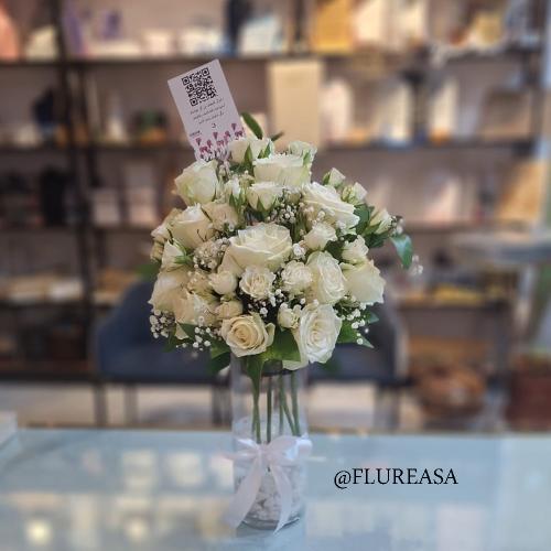 فازة ورد جوري أبيض وبيبي جوري