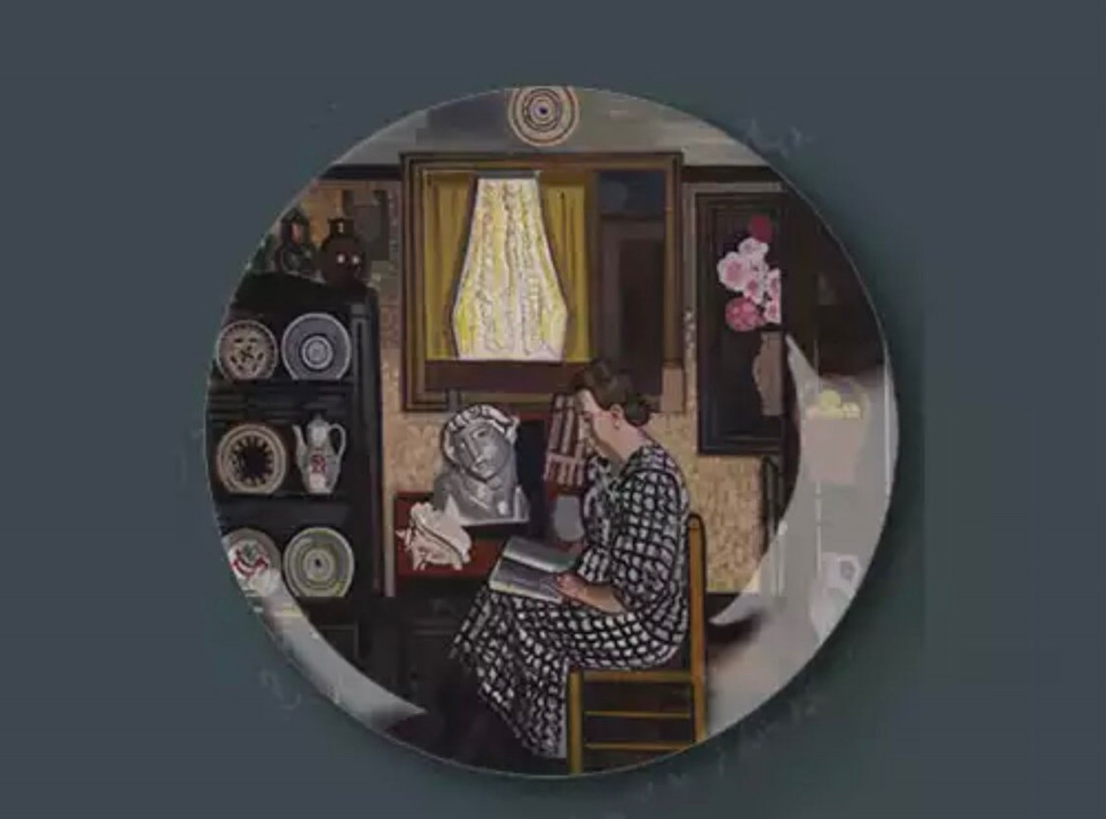 طبق وتحفه فنية برسمه البيت الريفي برسم عتيق فكتوري طبق + ستاند 6 انش 65 ريال