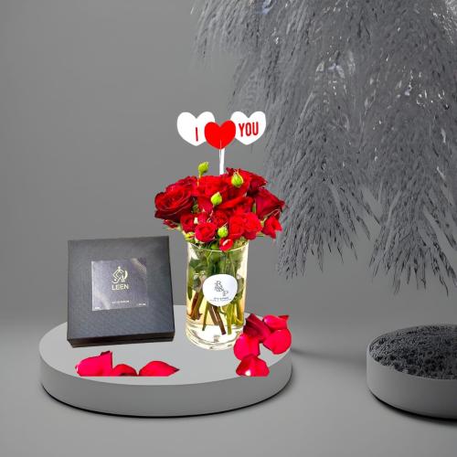 فازة مكس احمر مع عطر لين Red mix vase with leen pe...