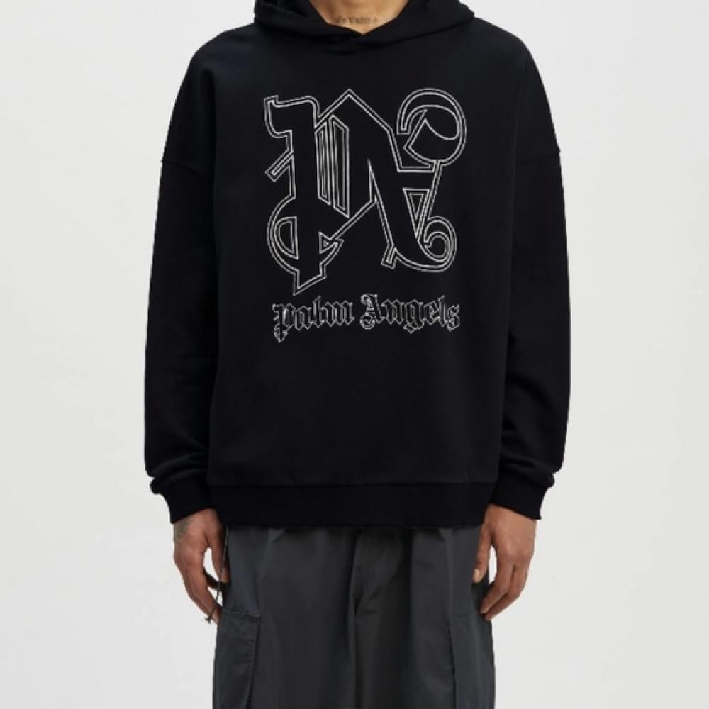 Palm Angels Logo Embroidered Long Sleeved Hoodie