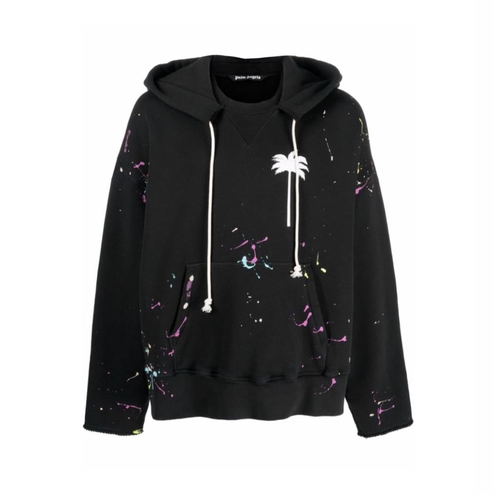 Palm Angels Painted Palm Tree Hooded Sweatshirt