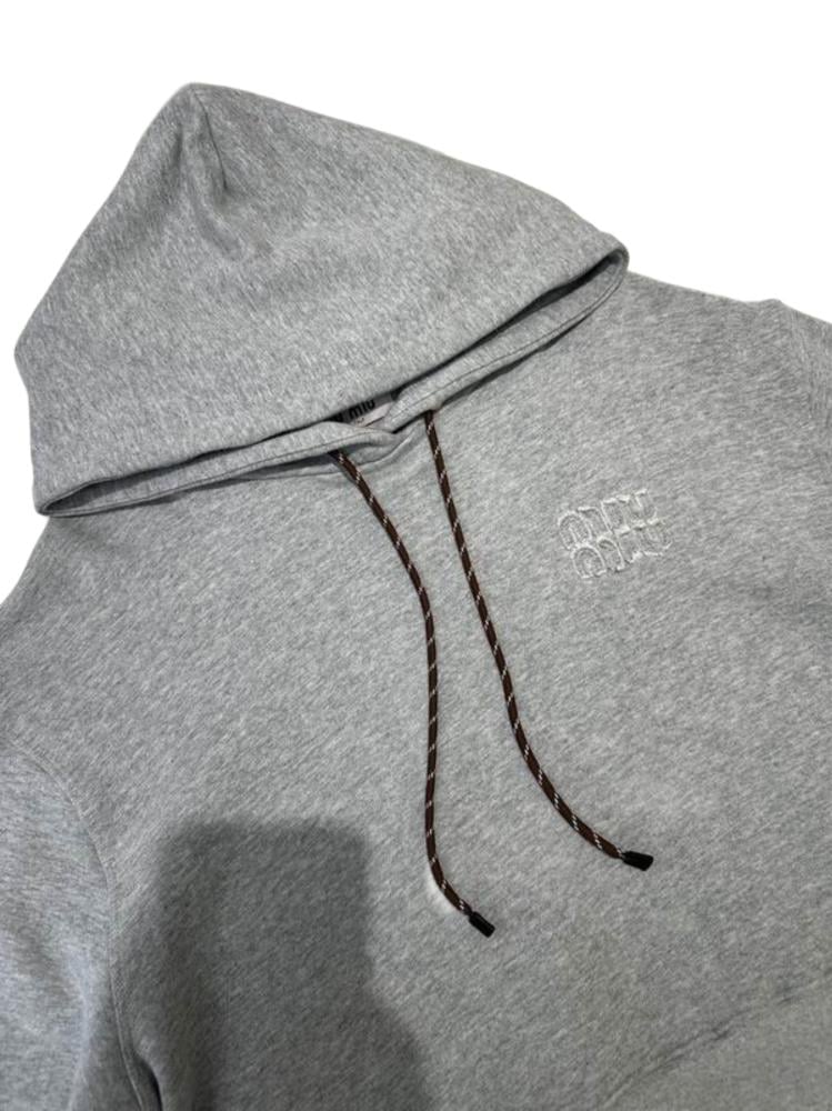 MIU MIU Logo-patch Cropped Hoodie Size:(XL)