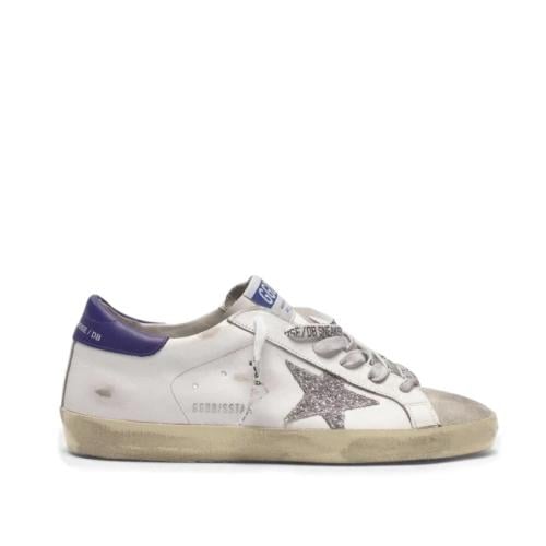 Superstar sneakers in leather with glittery star p...