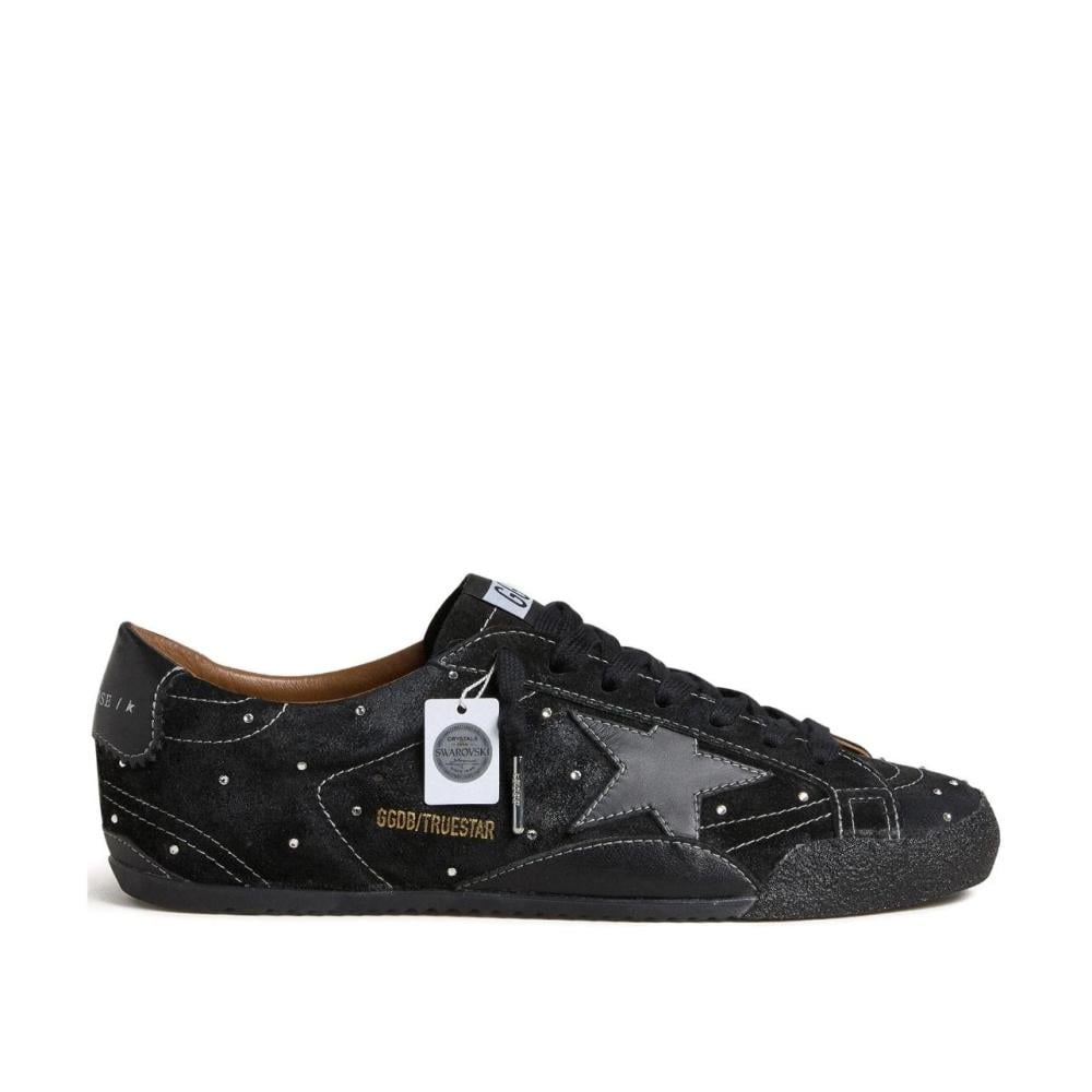 Women's True-Star in black suede with Swarovski crystals and black leather star Size:(40)