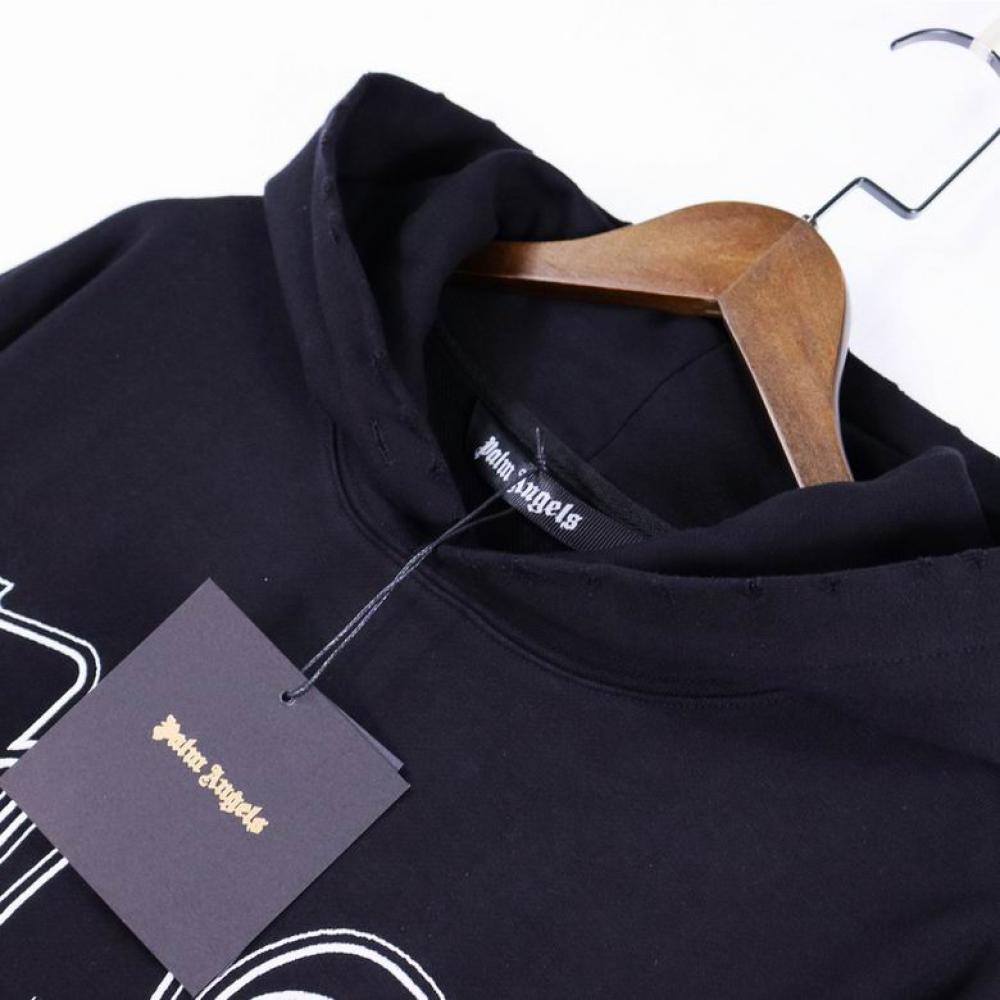 Palm Angels Logo Embroidered Long Sleeved Hoodie