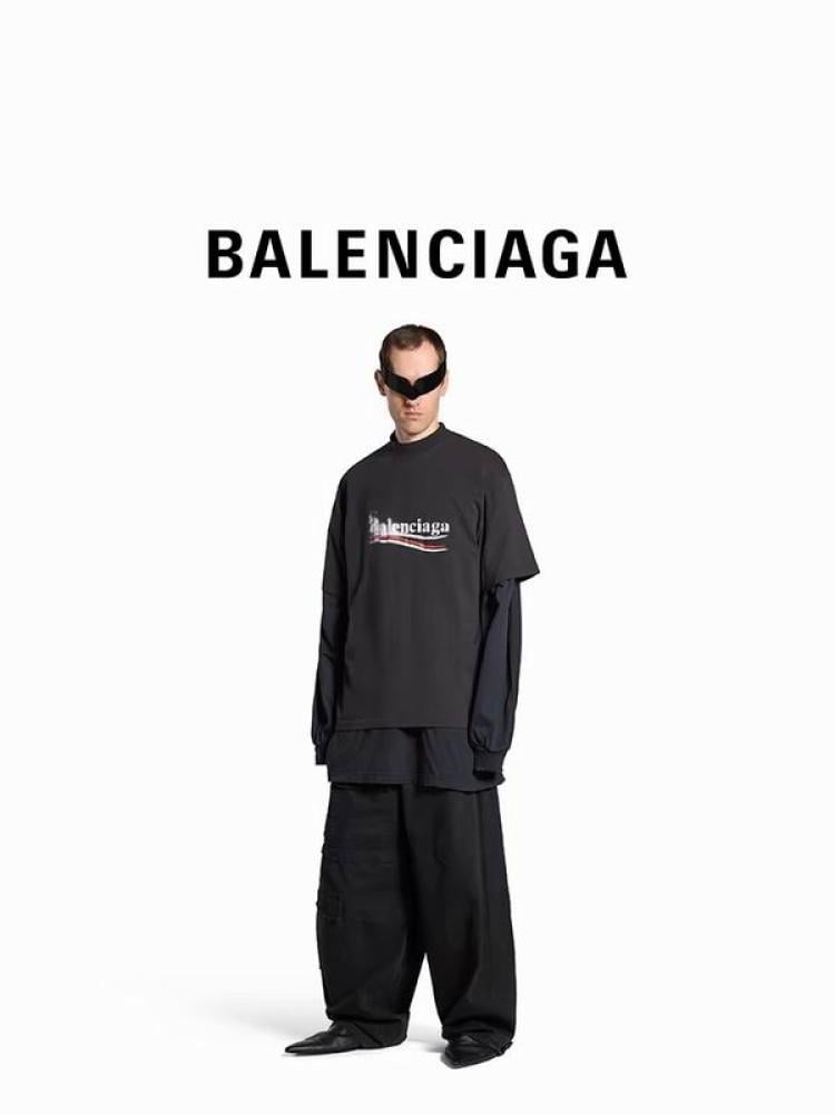 BALENCIAGA Black Political Stencil T-Shirt