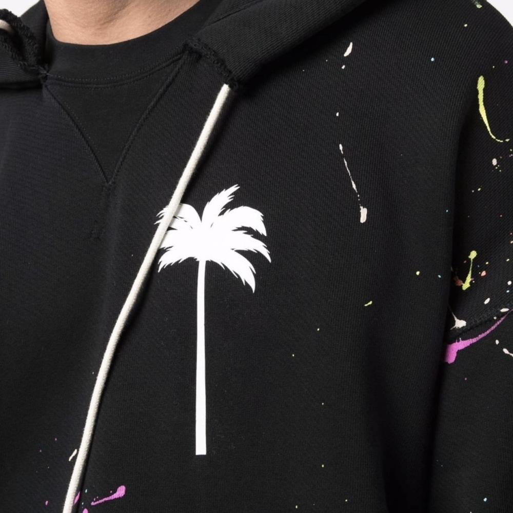 Palm Angels Painted Palm Tree Hooded Sweatshirt
