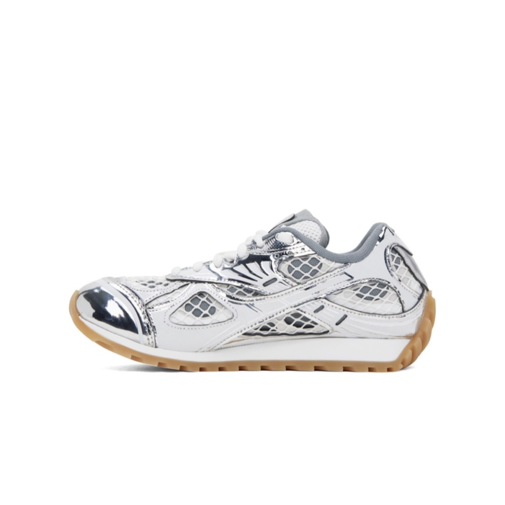 BOTTEGA VENETA Silver & White Orbit Sneakers Size:(36)