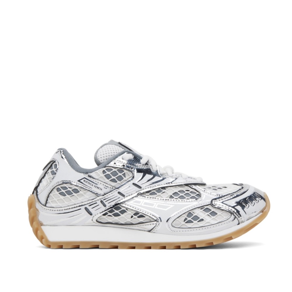 BOTTEGA VENETA Silver & White Orbit Sneakers Size:(36)