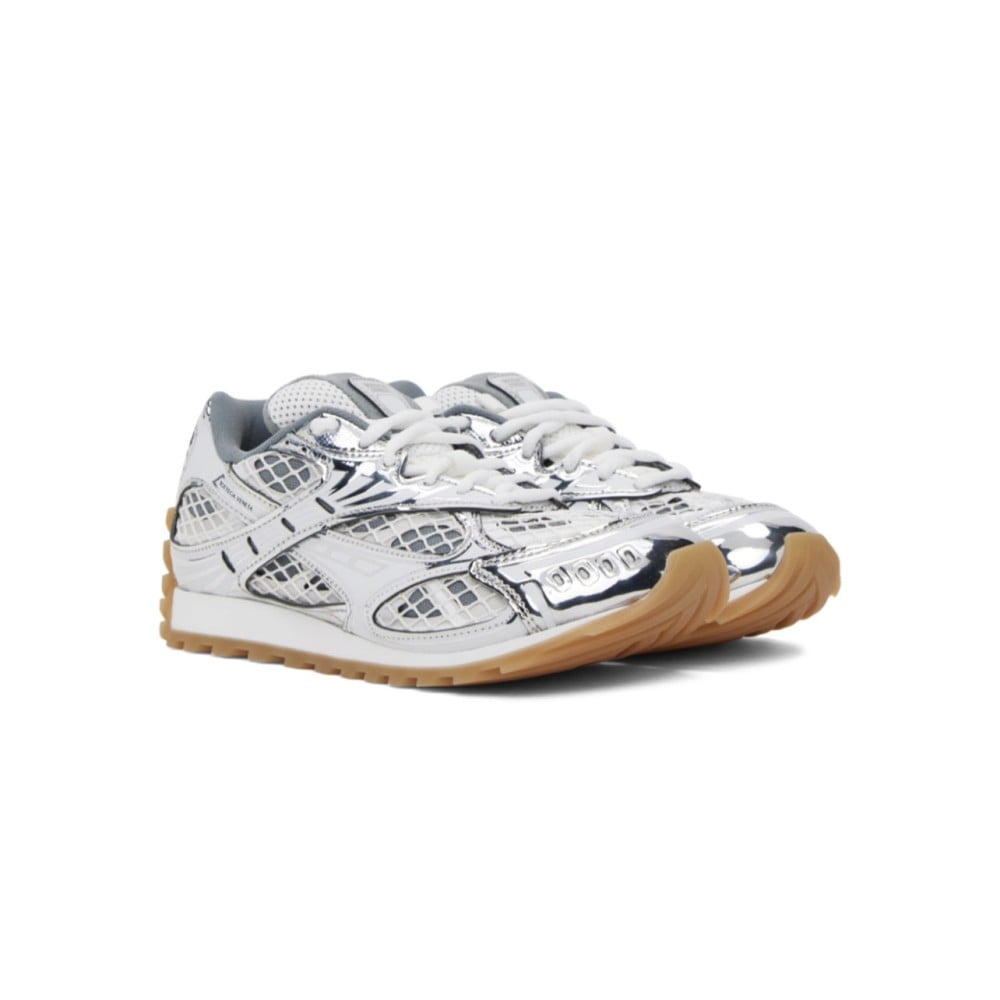 BOTTEGA VENETA Silver & White Orbit Sneakers Size:(36)