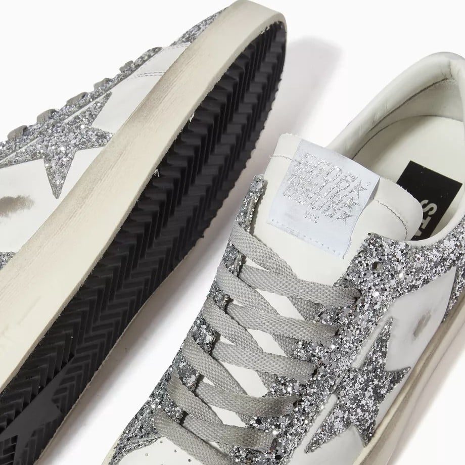 Golden Goose Silver & White Stardan Sneakers