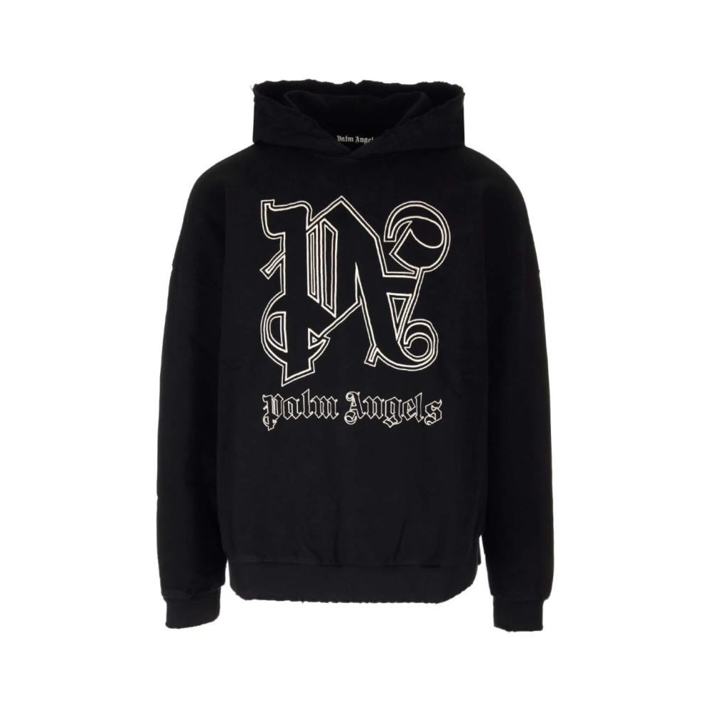 Palm Angels Logo Embroidered Long Sleeved Hoodie