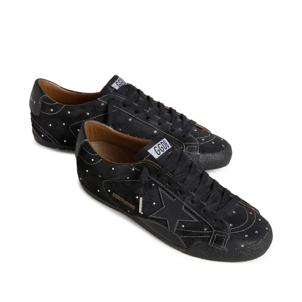Women's True-Star in black suede with Swarovski crystals and black leather star Size:(40)