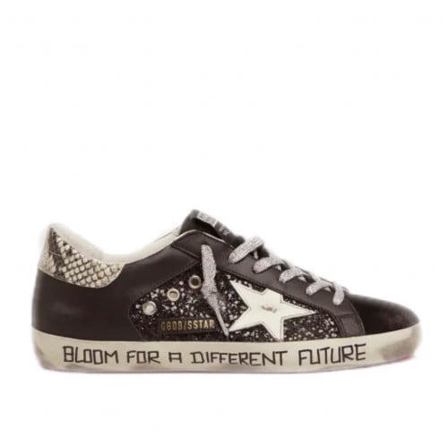 Super-Star sneakers with glitter and handwritten l...