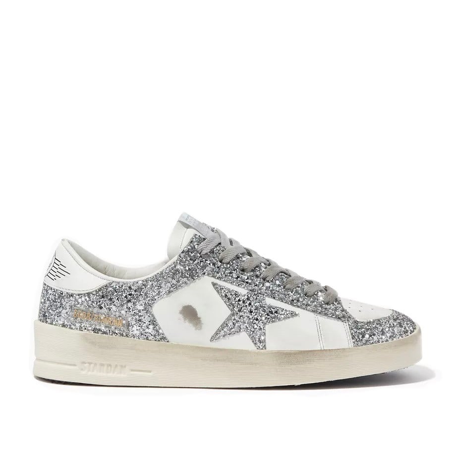 Golden Goose Silver & White Stardan Sneakers