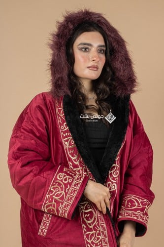 Golden- فروة نسائية نقش رويال احمر