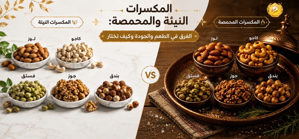 المكسرات النيئة والمحمصة: الفرق في الطعم والجودة وكيف تختار