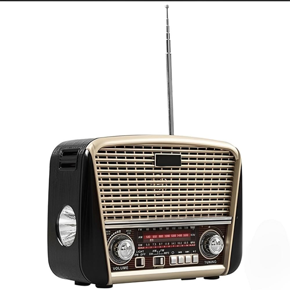 راديو محمول DENX DX2451 متعدد المهام مع بلوتوث ومصباح وألواح شمسية  1