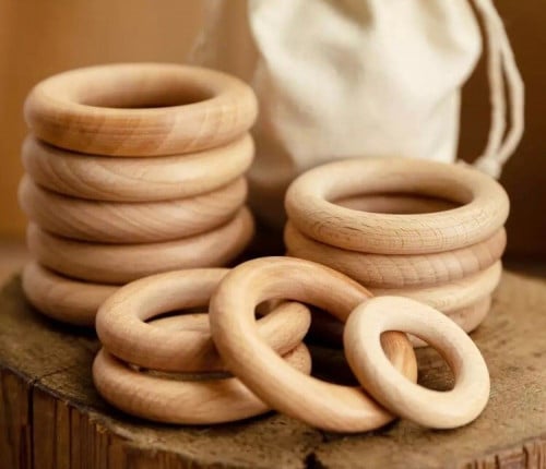 حلقات خشب دائريه (2 قطعه منوعة الحجم)