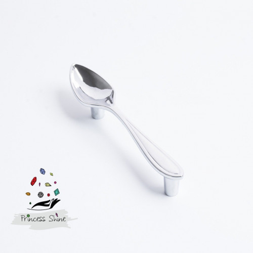 473 - مقبض بشكل ملعقة لون ( فضي ) - قطعتين