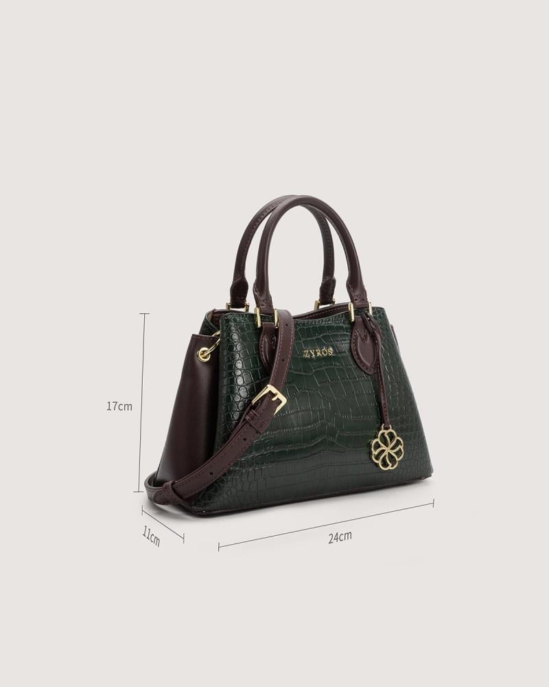 Practical women's bag made of green leather